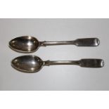 A pair of Russian silver tea spoons
