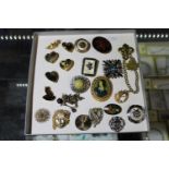 A good selection of costume brooches