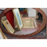 A large oval wooden framed wall mirror w98cm Will not post