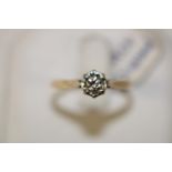 A 9ct gold ellusion cut diamond solitaire ring size P