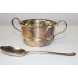 Two pieces of hallmarked silver 119 grams total. handled cup dia 8.5cm by 6cm tall