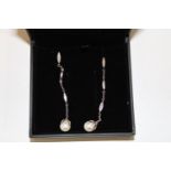 A pair of Thomas Saber silver & pearl drop earrings