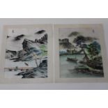 Two Chinese water colours on silk 28x23cm