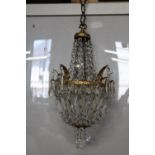 A quality gilt bronze & crystal glass drop chandelier (complete)