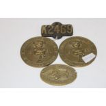 Four assorted brass steam engine related plaques