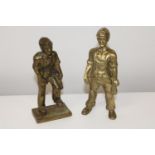Two heavy brass miners figures