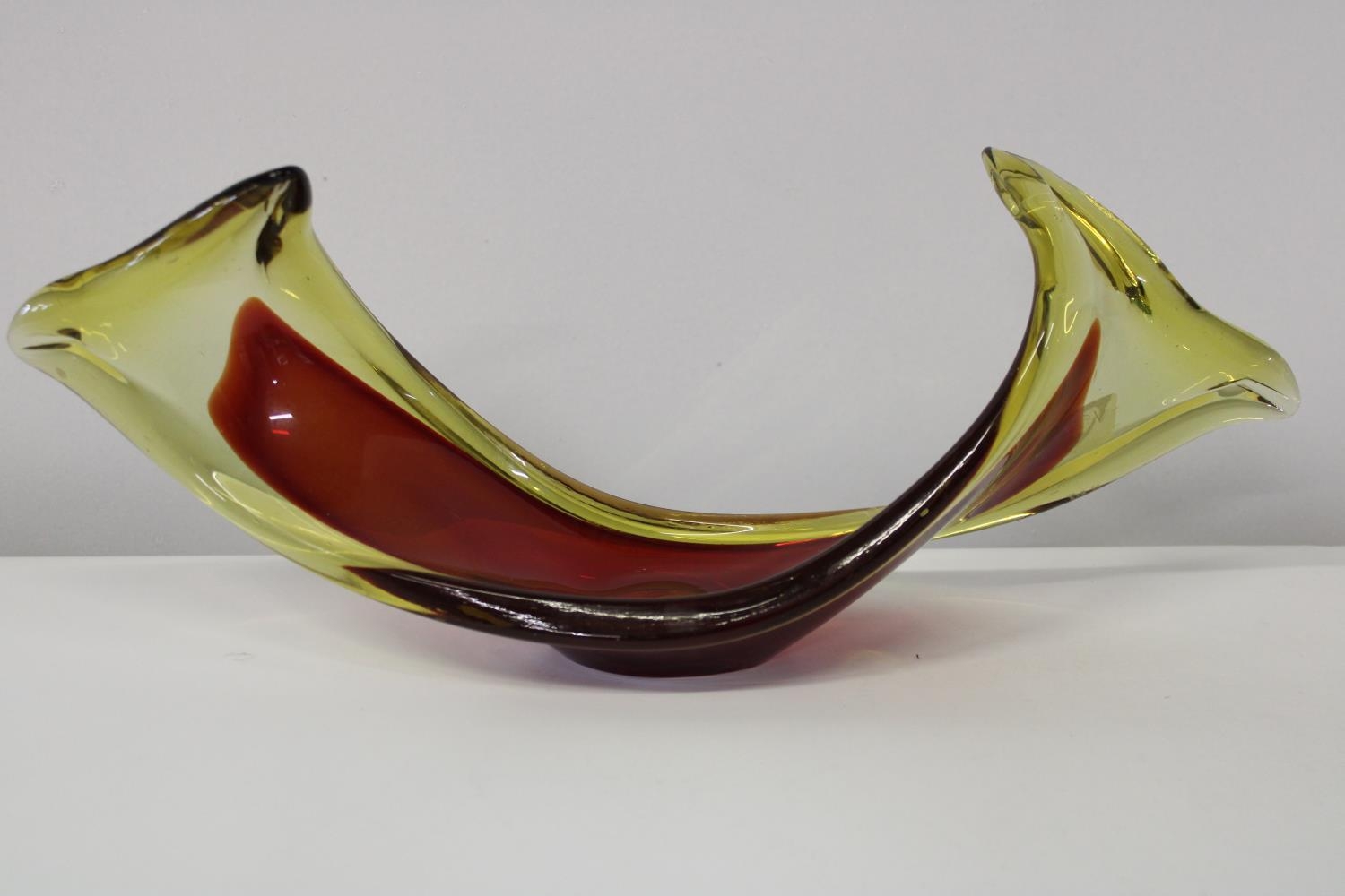 A red & yellow art glass piece approx w44cm