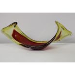 A red & yellow art glass piece approx w44cm