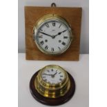 Two vintage brass ships clocks converted to battery power. Schalz Royal Marine & Collins & C0