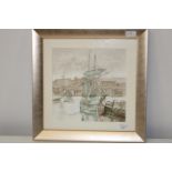 An original signed water colour depicting Whitby bay