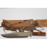 A 10 inch Mexican style Bowie knife & scabbard