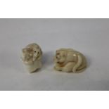 Two antique carved Japanese ivory netsukes