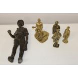 A selection of assorted brass mining figures