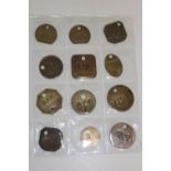 Twelve assorted colliery miners pit tokens