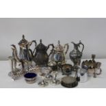 A job lot of silver plated ware etc