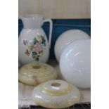 A selection of vintage glass shades & ceramic jug