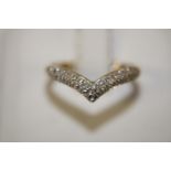 A 9ct gold & diamond wishbone ring size P