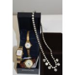 Three Ladies watches & costume jewellery necklace