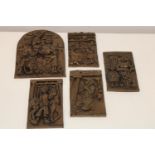 Five pieces of collectable Robert Olley mining related panels 4 - 20x12cm Larger - 28x20cm