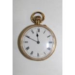 A Ladies 18ct gold open faced pocket watch in working order