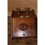 A vintage oak & brass coal scuttle Collection Only