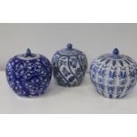 Three large Chinese lidded ginger jars