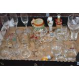 A job lot of vintage glass ware and other items