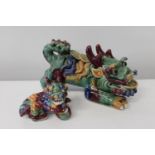 Two ceramic Chinese lion dogs