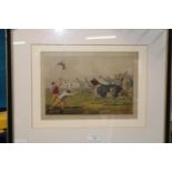 A well framed 19th century coloured engraving 54x33cm