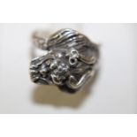 A 925 silver dragon head ring