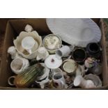 A large box of misc ceramics