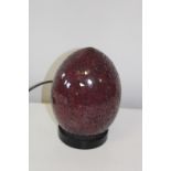 A Red crackle glaze table lamp h22cm