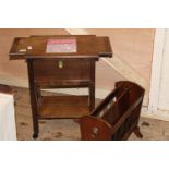 A vintage wooden sewing box & magazine rack Collection Only