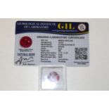 A ruby gemstone with certificate