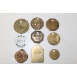 Nine various colliery mining pit tokens