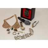 A boxed watch & a selection of costume jewellery