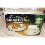 A boxed 18 piece china tea set