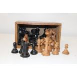 A full set of wooden chess pieces