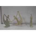 Three Art Deco style figures (one with damage)