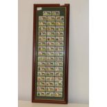 A set of Hogden's cigarette cards in a frame Collection Only