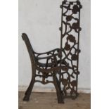 A pair of vintage wrought iron bench ends & back rest Collection Only
