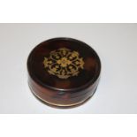 A vintage tortoise shell style pique box with gold colour inlay
