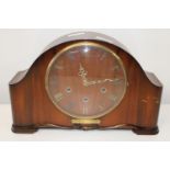 A 1940's wooden cased mantle clock (no key)