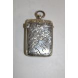 A antique hallmarked silver vesta case (with initials)