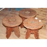 Three hand carved Anglo Indian style side tables