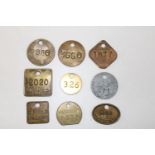 Nine various colliery mining pit tokens