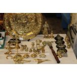 A large collection of assorted brass ware etc