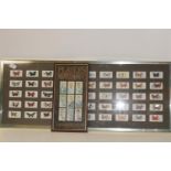 A selection of framed cigarette card sets