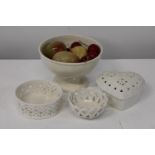 Four pieces of collectable Leeds cream ware