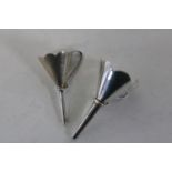Two sterling silver perfume funnels 4cm & 3cm